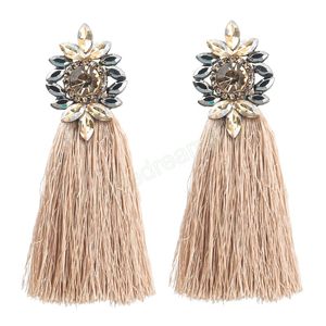 Czeski Vintage Metal Rhinestone Geometryczne Tassel Earring Party Popular Dangle Kolczyki Damskie Oświadczenie Kolczyk