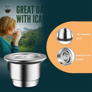 ICAFILAS PARA CAFETEIRA EXPRESSO NESPRESSO INISSIA 19 BAR Aço inoxidável Cápsula de café recarregável Cápsula de tampa Tool Wholesale 210326