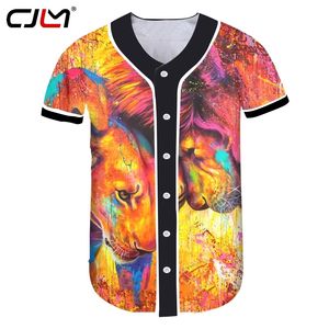 Moda Uomo Camicia da baseball 3D Leone colorato Divertente Streetwear Maglietta da uomo Stampa tutto il corpo Maglietta oversize 220623