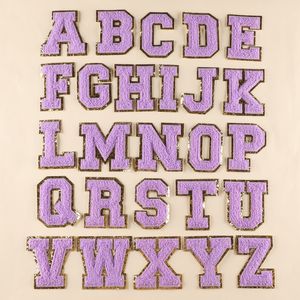 Notions Pink Purple 26 English Letters Patches for Clothing Patch Embroidery Clothes Applique DIY Accessories