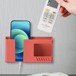 421st Punchfree Mobiltelefonhållare Wall Mount Stand Remote Control Organizer Storage Box Charging Bedside Container Rack 220727