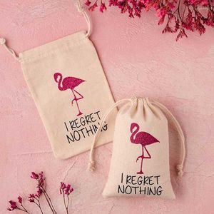 Geschenkpapier, 5 Stück, „I Regret Nothing“, Flamingo-Genesungs-Kater-Set, Taschen, Hochzeit, Junggesellenabschied, Junggesellinnenabschied, Brautparty, zukünftige Braut als Geschenk