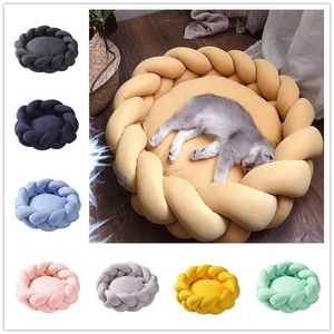 Zima Miękkie Wymienny Pet Dog Cat Okrągłe Pluszowe łóżko Pół-zamknięte Gniazdo Głębokie Sleep Comfort S Mata Puppy Kosz Kennel 220323