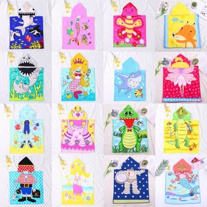 Children Hooded Beach Bath Towel Cartoon Printed Super Absorbent Kids 1-6 Years Pool Bath Swim Coverups Poncho Cape