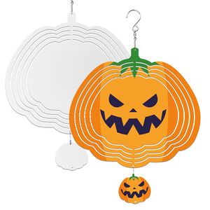 DIY Halloween Decoration Pendant Party Favor Heat Transfer Pumpkin Spinning Wind Chime Sublimation Blank Home Decorations