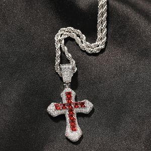 24 inch hip hop jewelry mens necklace silver cross necklace designer stainless steel chain Copper AAA Zirconia Red White Diamond Necklaces Woman Twist Chains Gift