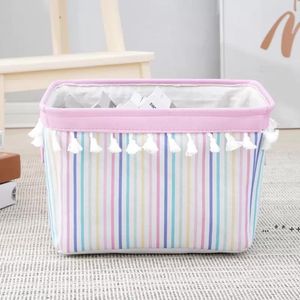 Lagringskorgar Fällbar skräp Garderob Toy Fabric Hushåll Striped Desktop Dressing Storage Box Customizable GCE13549