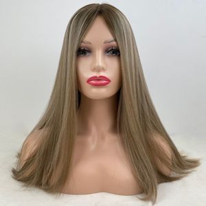 Jewish Wigs Ombre Piano Color T#8/16 P #8 Hot Selling Silk Straight 100% European Cuticle Aligned Virgin Human Hair Kosher Wig for White Woman Fast Express Delivery