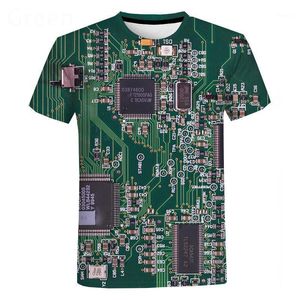 Spersonalizowany design elektroniczny chip Hip-hop T-shirt męska koszulka 3DT HARAJUKU STYLKI Krótkie rękawki T-shirty