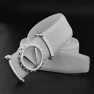V letra cinturão casual para homens white moda designer cinturões menino lazer vaca cintura cintura tira genuína couro fivela de fivela de metal 220712
