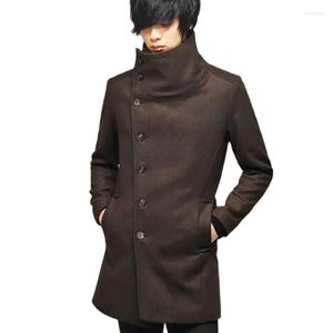 Trench da uomo Inverno Uomo Stile coreano Slim Fit Cappotto Giacca lunga Punk Hip Hop Cappotto Gotico Discoteca Lana Abiti da scena Viol22