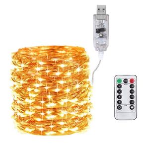 Dizeler LED String Peri Işıkları Bakır Tel Noel Çelenk Lambası Bahçe Yard Dekorled için Uzaktan Kumanda