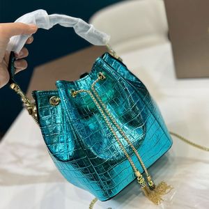 Drawstring Bucket Bag Snakehead Handbag Chain Crossbody Handbags Purse Plaid Genuine Leather Quality Shoulder Bags Fashion Wallet Tassels