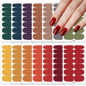 1Pcs Solid Color Nail Stickers Full Paste Tips Innocence Age Series Design Simple Waterproof Nail Polish Sticker Art Decorations