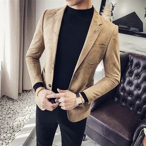 Dealskin Кожаная куртка Blazer Masculino Повседневная костюма Куртка Корея Slim Fit Coat Men NightClub Stage Singer Весов Костюм Homme 220409