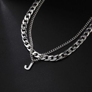 Colar Gargantilha Corrente Multi-camada Chains Teamer Para Homens Letra Alfabeto Inicial Nome Charm Fashion Chunky Cuban Colares JoiasChains