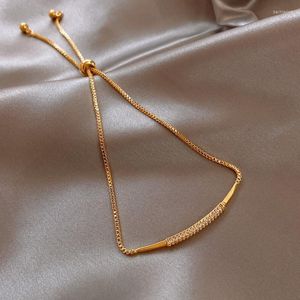 Cadeia de link Real Eletroplating Gold Small Bamboo Knot Pull Tipo de nicho de nicho Sense Simple líquido jóias vermelhas