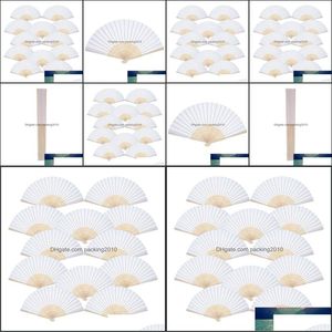 Evento de favor da festa suprimentos festivos home jardim 12 pack hand hild fãs white paper fã de bambu dobrável dobrado para o casamento de casamento gi