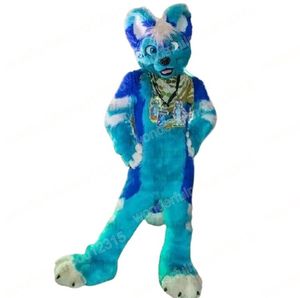 Halloween Blue Husky Fox Dog Mascot Costumes Carnival Hallowen gåvor Vuxna Fancy Party Games outfit Holiday Celebration Cartoon Character Outfits