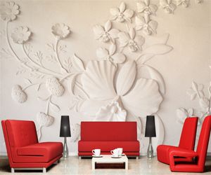 Professional any size custom wallpaper stickers wallpaper European-style flowers stereo relief background wall