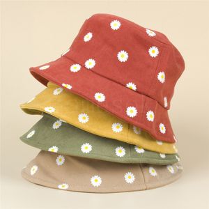 Småbarns spädbarn Sun Protection Caps Kids Söta mode Daisy Mönster Fisherman Hat med vindtät rem för pojkar flickor de652