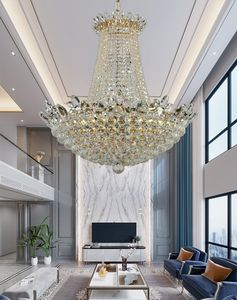 Luxuriöser K9-Kristall-Kronleuchter, amerikanische moderne Kronleuchter, Beleuchtung, LED-Lampe, europäisches großes Art-Deco-Droplight, Hotel, Zuhause, Innenbeleuchtung, Durchmesser 100 cm, Höhe 180 cm