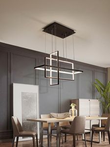 Lampade a sospensione Lampadario moderno minimalista a LED Illuminazione per cucina Sala da pranzo Soggiorno Loft Ufficio Rettangolo Lampada da soffitto a sospensione 2022Pendan