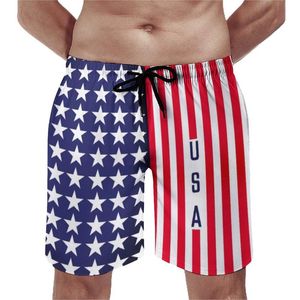 Men's Shorts American Flag Board Patriotic Modern Stars Stripes Śliczne plażę krótkie spodnie Mężczyźni drukowane Plus Size Trunks Diftmen's