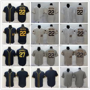 Filme College Baseball usa camisas costuradas 22 Christianyelich 27Adames Slap todo o número do número costurado fora esporte respirável venda de alta qualidade