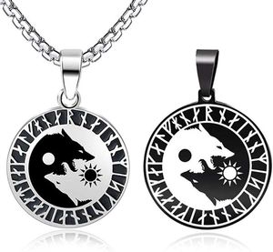 Pendant Necklaces Viking For Men Norse Jewelry Yin Yang Wolf Mens Necklace Nordic Vegvisir Mjolnir PendantPendant