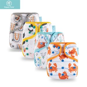 design! Happy Flute 1 pcs color-edged diaper waterproof cover eco-friendly diaper cover 220512
