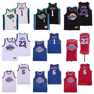 Movie Tune Squad Looney Tunes Basketball 1 Bugs Bunny Jerseys 22 Bill Murray Yosemite 6 LeBron James Space Jam White Red Black Blue Team Color Breathable High/Good