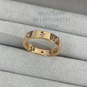 8 diamonds 18K 3.6mm love ring V gold material will never fade narrow ring luxury brand official reproductions With counter box couple rings exquisite gift