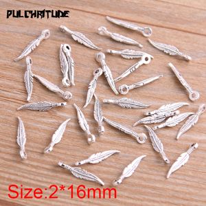 Two Color Vintage Metal Zinc Alloy Small Feather Charms Fit Jewelry Animal Pendant Charms Makings