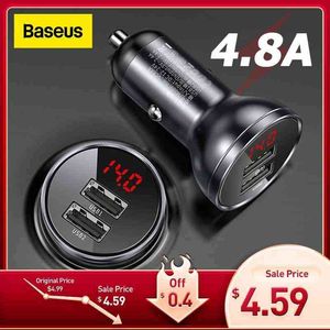 Baseus Alloy Car Charger Dual USB Fast Charger 4.8A 24W Quick Charge For Xiaomi Samsung Phone Car Charger W220328