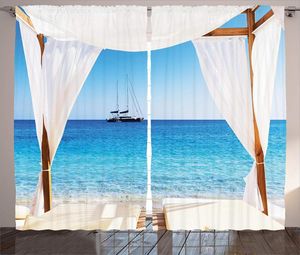 Curtain & Drapes Balinese Curtains Beach Through A Bed Summer Sunshine Clear Sky Honeymoon Natural Spa Picture Living Room Bedroom DecorCurt