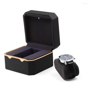 Watch Boxes & Cases Light Bracelet Box Jewelry Single Case Display With Octagonal Gold Edge AccessoriesWatch Hele22