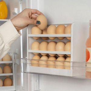 Depolama Şişeleri Kavanoz 30 Yumurta Üç Katmanlar Yaratıcı Flip Yumurta Kutusu Buzdolabı Organizatör Konteyner Ev Mutfak Taze Raf Dropship Tutun