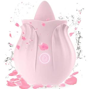 Pink Rose G spot Vibratore Clitoride Tongue Capezzolo Ventosa Orale Lick Stimolazione del clitoride Potente s Giocattolo per le donne