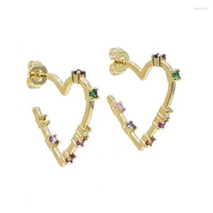 Stud Minimal Delicate Jewelry White Colorful Cz Tiny Heart Circle Earring Gold Filled Trendy Lover Gift JewelryStud Dale22 Farl22