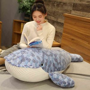 PC CM Söt Big Blue Whale Plush Toy Real Like Animal Cuddly Shark Cushion fylld mjuk sömn för barn J220704