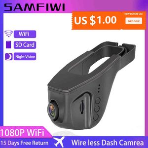 WiFi bezprzewodowy samochód DVR Cam Cam Full HD P Nocne Wizję Dżinaderka nagrywanie wideo Dash Dash Camera Rejestrator Kamer Dashcam J220601