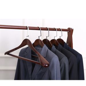 Luxury Wooden Coat Hanger Wide Shoulder Suit Hangers For Clothes Heavy Duty Wardrobe Organizer Have Non Slip Pants Bar 220408