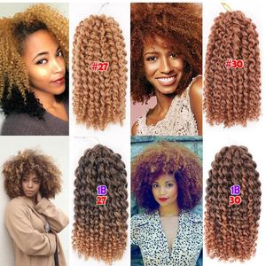 Wholesale synthetic afro kinky bulk hair resale online - 18 Afro Kinky Twist Crochet Braids Synthetic hair bulk Braiding Hair Extension Ombre color for black women