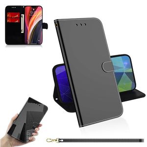 Custodie a portafoglio in pelle con superficie a specchio per Samsung A23 A33 A53 A73 A13 A22 A52 A72 5G S22PLUS S21FE S21 Titolare carta d'identità Flip stand Cover