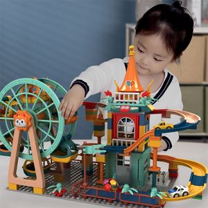 Marble Run Architecture Castle Building Blocks Car Action Figures Friends Children Educational Toys for Boys Christmas Gifts 220527