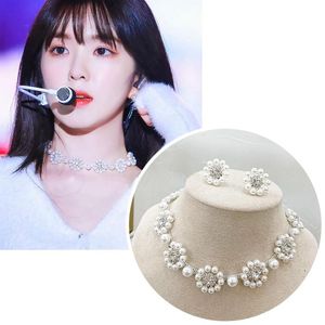 Chokers MENGJIQIAO Korean TV Star Pearl Flower Choker For Women Ladies Fashion Crystal Wedding Necklace Bijoux Colares Jewelry