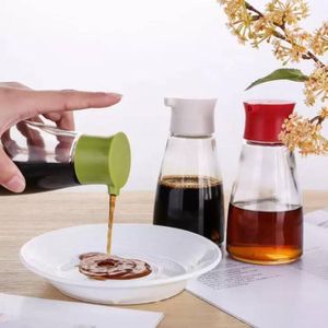 Kitchen Tools Dripless Glass Soy Sauce Dispenser Pot Cooking Utensils Controllable Leakproof Olive Oil Vinegar Cruet Bottle with Green White Black Cap