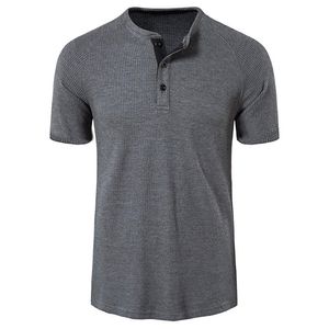 Summer Męska koszula polo Men Solid Colour Short Rleeve Ostrocie moda stojak na kołnierz przystojny męskie topy T-shirt pullover 220504