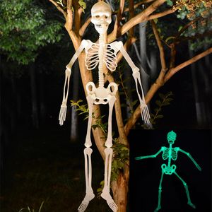 Other Festive 150CM Scary Halloween Decoration Luminous Hanging Decor Roof Outdoor Party Horror Luminous Movable Skull Halloween Skeleton Prop L220826